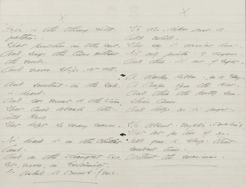 Visual for this record: An archive put Dickinson's manuscripts beside her printed editions