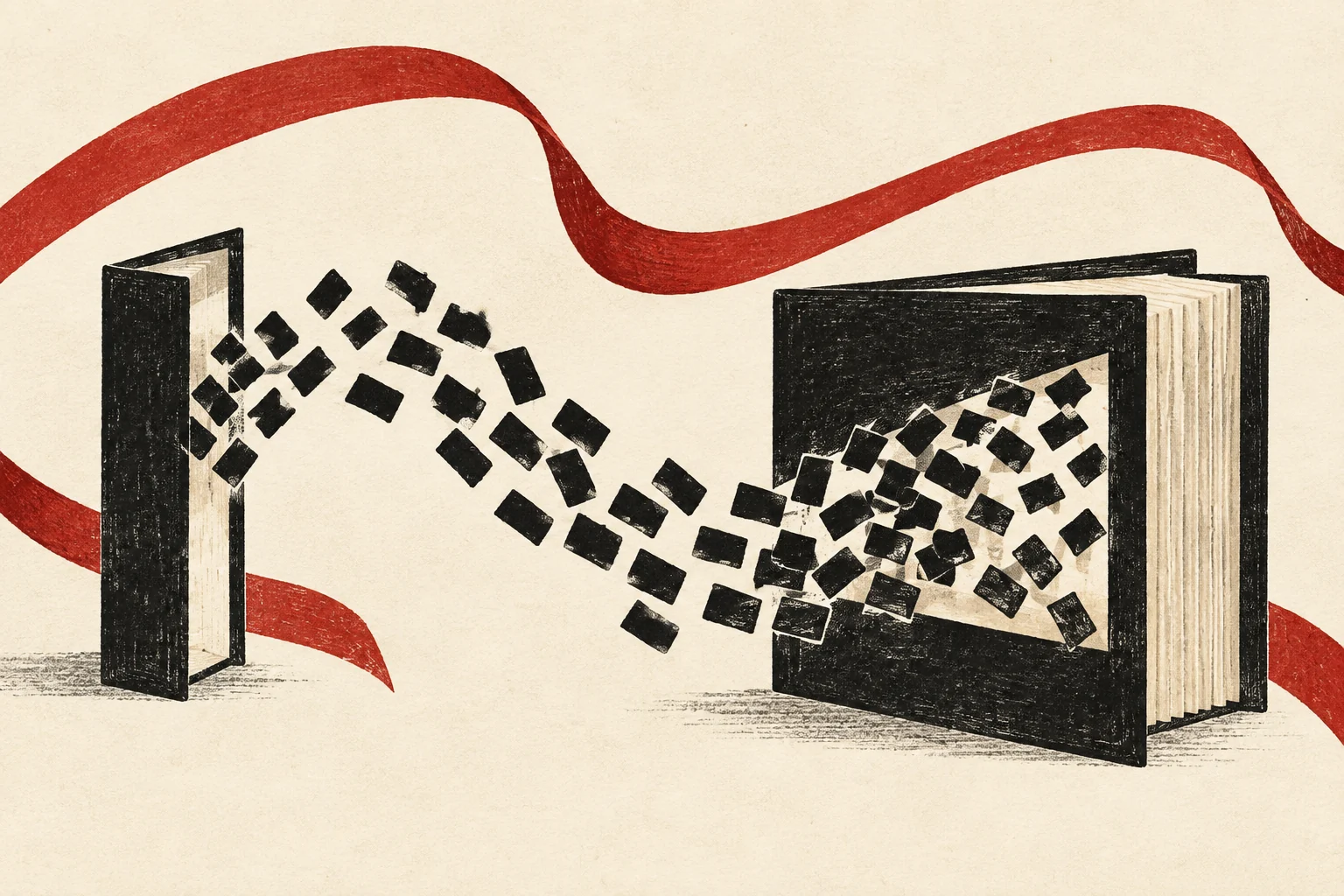 Abstract lines rearrange between narrow and wide reading frames.